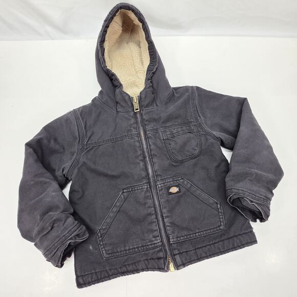 Dickies Other - Dickies Youth Large Sherpa Lined Hooded Jacket Black Canvas Workwear Full Zip...